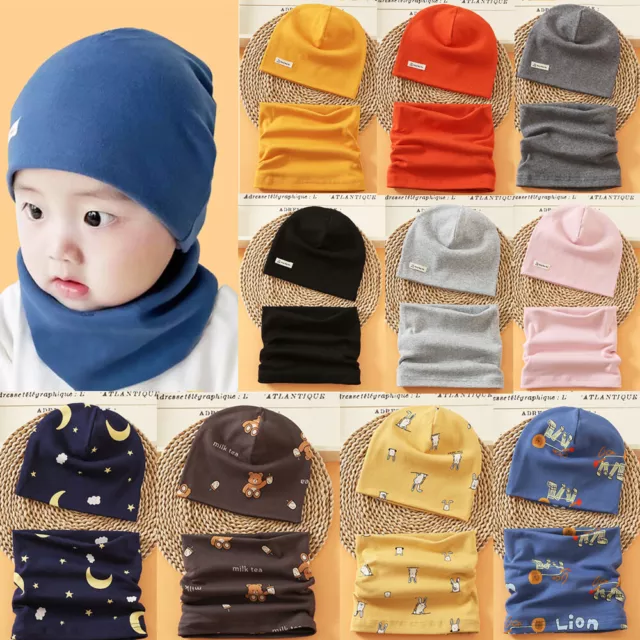 Set sciarpa cerchio cappello in cotone bambini bambino bambino berretto caldo berretto scalda collo