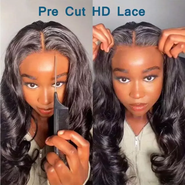 Human Hair Pre Cut Pre Plucked 4x4 5x5 Hd Transparent Body Wave Lace Closure Wig