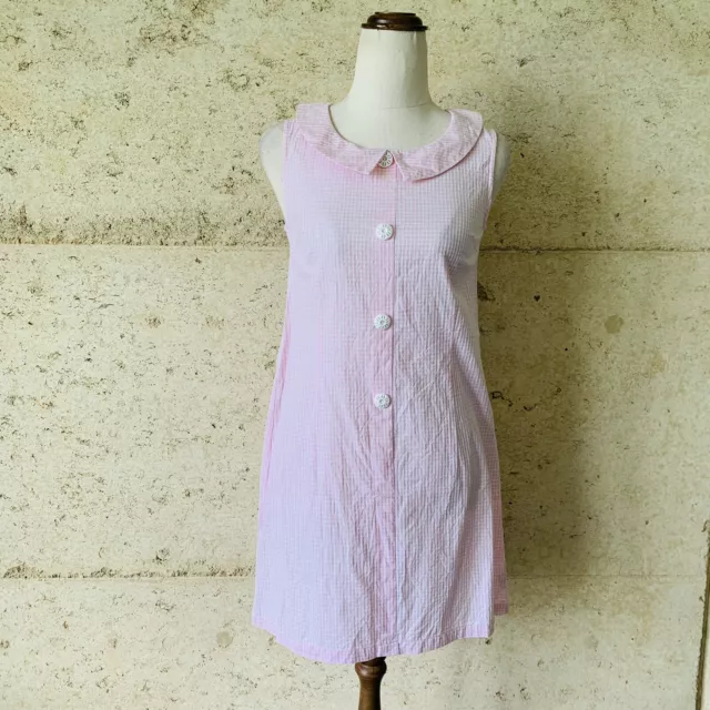 Revival Women’s Shift Dress Size 6 Pink White Gingham Check Barbie