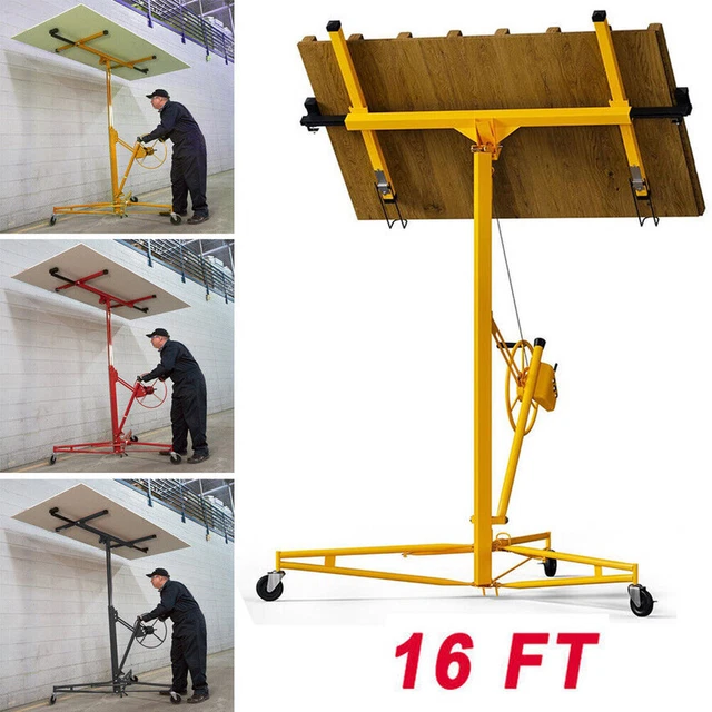 16FT Caster Foldable Drywall Tools Hoist Plaster Board Lifter Panel Sheet Lift