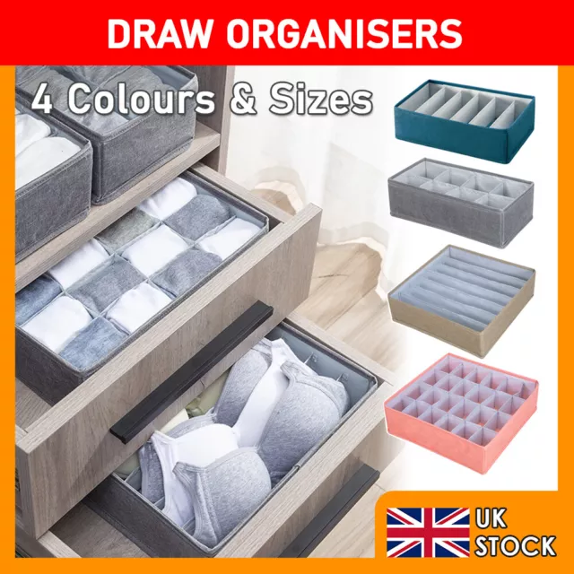 Storage Box Underwear Drawer Organiser Foldable Home Wardrobe Socks Divider Gift