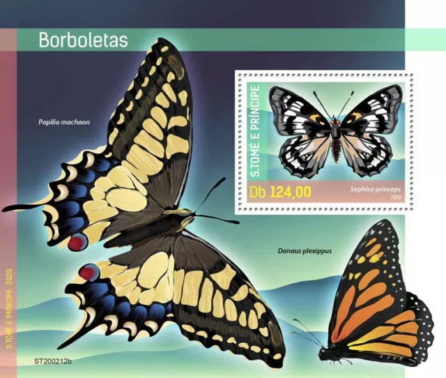 Sao Tome & Principe Butterflies Stamps 2020 MNH Monarch Butterfly Insects 1v S/S