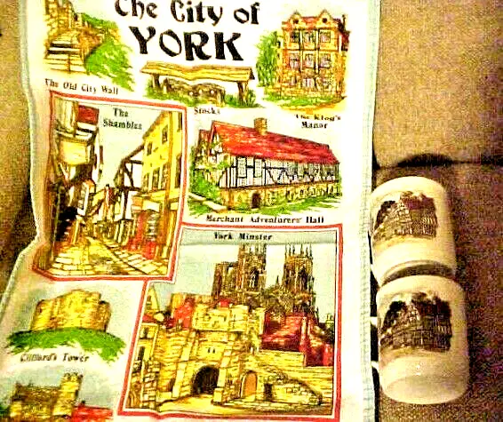 The Boar's Head England Porcelain Mugs (2) - City of York Vintage Towel