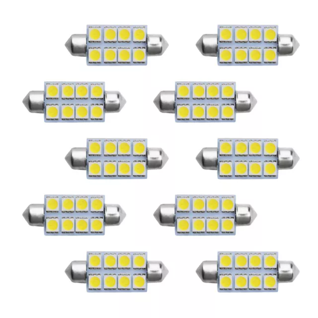 10x White 41mm 578 211-2 212-2 LED Festoon Interior Map Dome Trunk Light Bulb