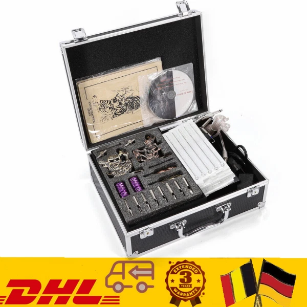Profi Komplett Tätowiermaschine Set 4 tattoo Maschine Gun 7 Farben 8 Tinte Nadel