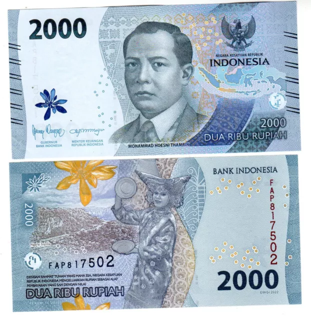 Indonesie INDONESIA Billet 2000 RUPIAH 2022 PNL NEW NOUVEAU NEUF UNC