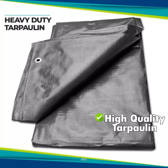 4m x 5m Grey Tarpaulin - 200gsm Thick - 13 ft x 16 ft Quality Waterproof Sheet
