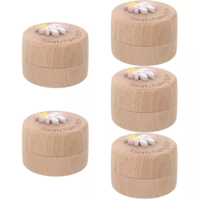 5pcs Baby Teeth Keepsake Box Holder Wooden First Lost Deciduous Tooth