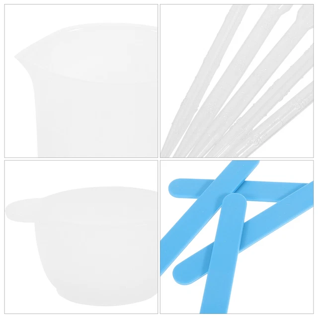 Set Misurini Silicone Per Resina Epossidica - 6 Tazze Con Scala (3x250ml + 3x100ml) + 2 Bastoncini Mescolare - Foto 5