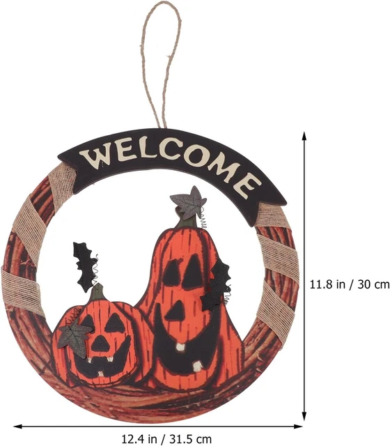 Garland Decor Halloween Hanging Sign Pumpkin Wooden Front Door Sign Scary