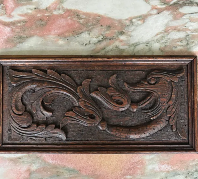 19th Century  Carved Oak Panel Mythical Creature