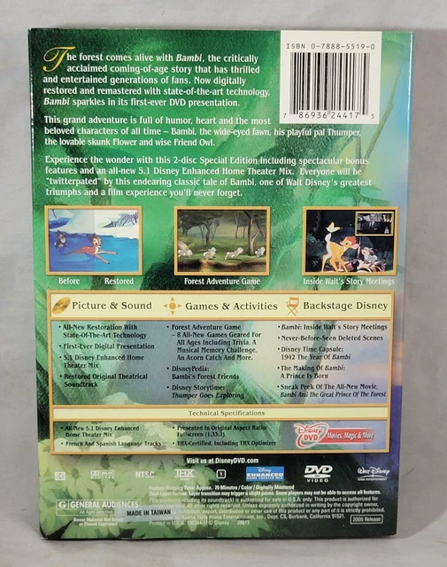 Walt Disney's Bambi Platinum Edition 2 Disc DVD Unopened 2