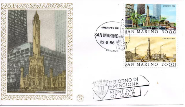 San Marino 1986 FDC Filagrano Esposizione Filatelica Int.le "Ameripex '86"