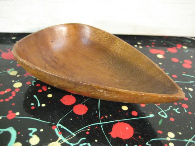 Carved Wood Almond Shaped Nut Bowl