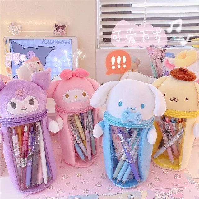 Sanrio Plush Pencil Case Kuromi Cinnamoroll My Melody Plush Doll Pen Holder Box