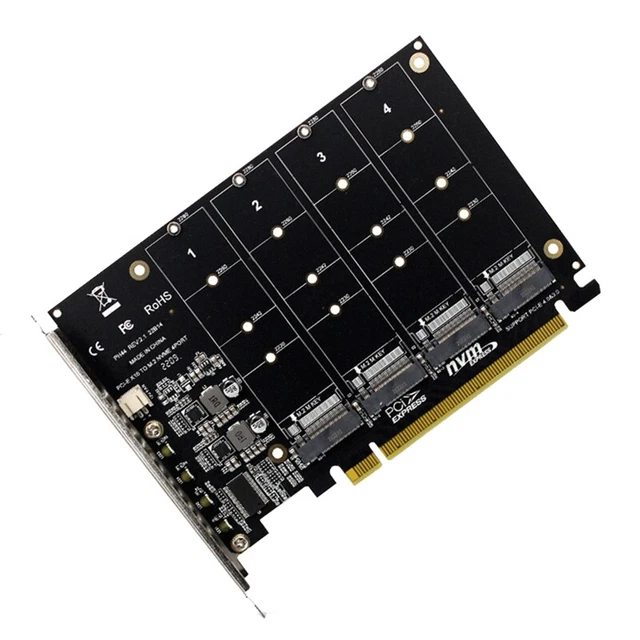 Carte Adaptateur PCIe NVMe 4 Ports M.2 SSD - Extension Haute Vitesse 32Gbit/s Pour PC