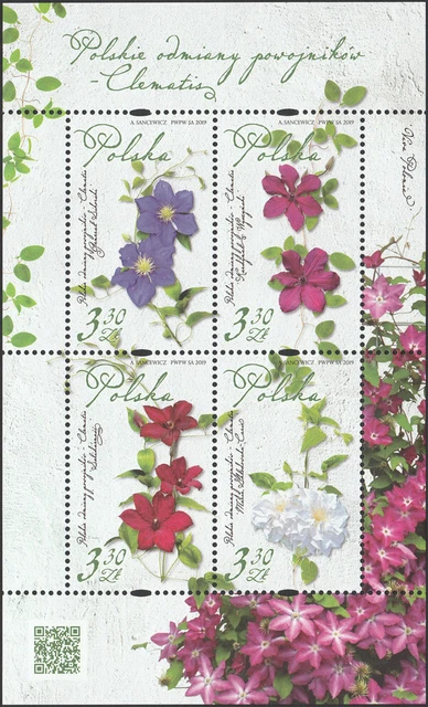 Poland 2019 - Polish Clematis varieties - Fi bl 335 MNH**