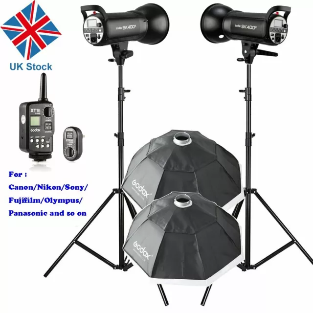 UK Godox 2x 400w SK400II Studio Strobe Flash Light Kit F Studio Photo Wedding