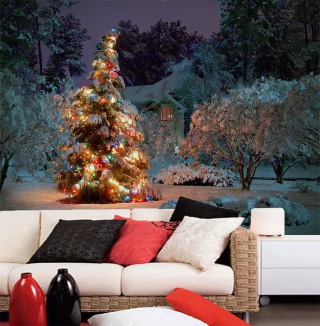 3D Xmas Tree Snow O81 Christmas Wallpaper Wall Mural Removable Self-adhesive Amy