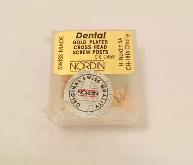 Dental Gold Plated Screw Posts Cross Head Dentatus type S2 12/kit NORDIN Brand