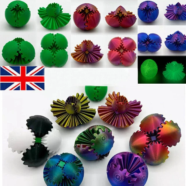 GEAR BALL 3D Printed Gear Ball Spin Ball OR Cube Fidget Toy-Perfect for ...
