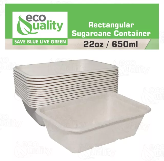 22oz Sugarcane Fiber Bowl Compostable Disposable Oblong Food Prep Storage  500pc