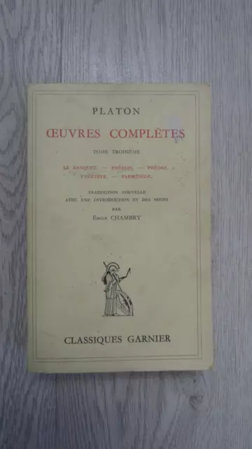 Platon - Oeuvres Complètes - Tome III - 1958 GARNIER