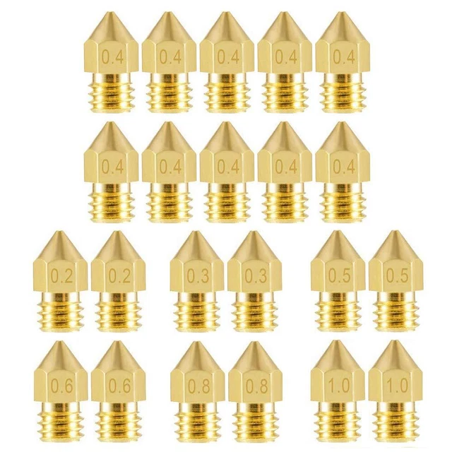 Aokin 22 Pcs MK8 Extruder Nozzles 3D Printer Nozzles 0.2mm 0.3mm 0.4mm 0.5mm ...