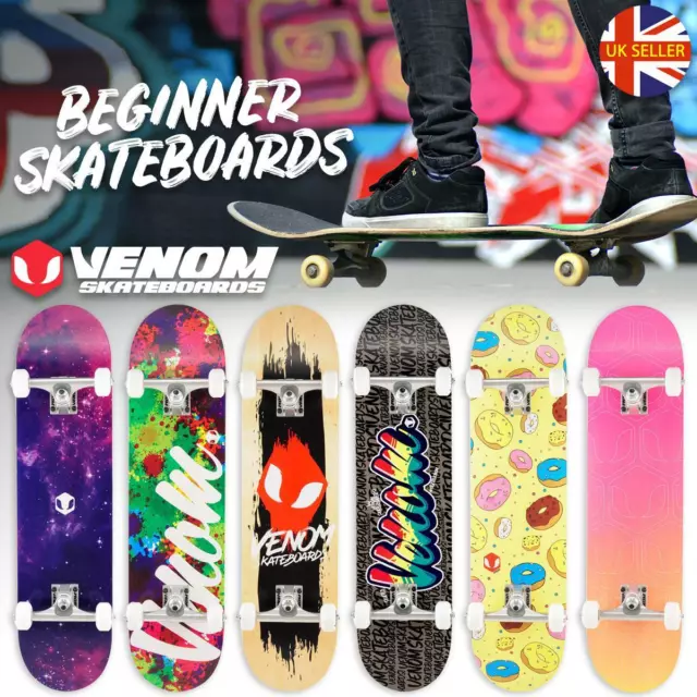 Venom Skateboard Complete Core Skate Board - Standard Size Skateboards-7.75"