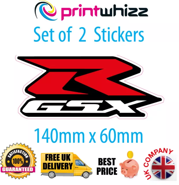 2 x GSXR Suzuki Motorcycle Stickers Decals Quality Printed Vinyl Label