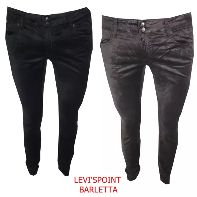 pantaloni donna in velluto jeans slim stretch leggings invernale nero marrone