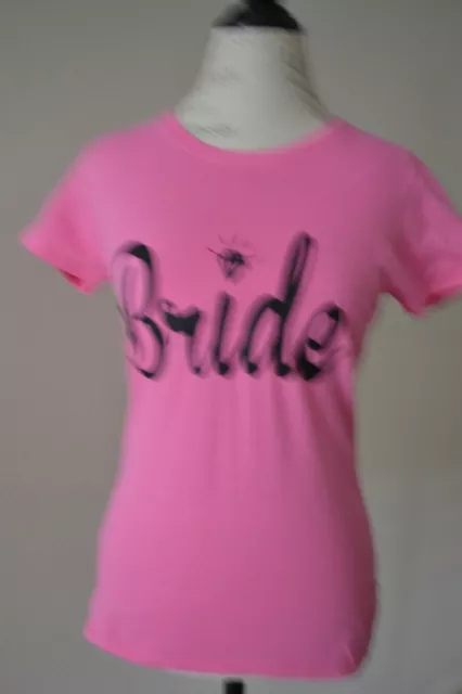 Womens Small hot pink bride  tee shirt