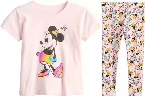 NEW 2pc DISNEY Jumping Beans MINNIE MOUSE Pink Shirt & Leggings OUTFIT Sz 3T NWT