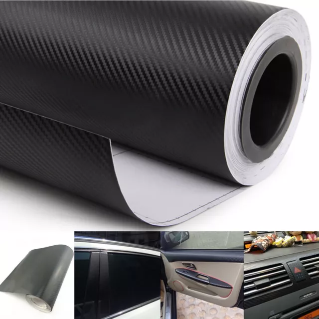 3D DIY Car Interior Accessories Panel Black Carbon Fiber Vinyl Wrap Car Sticker