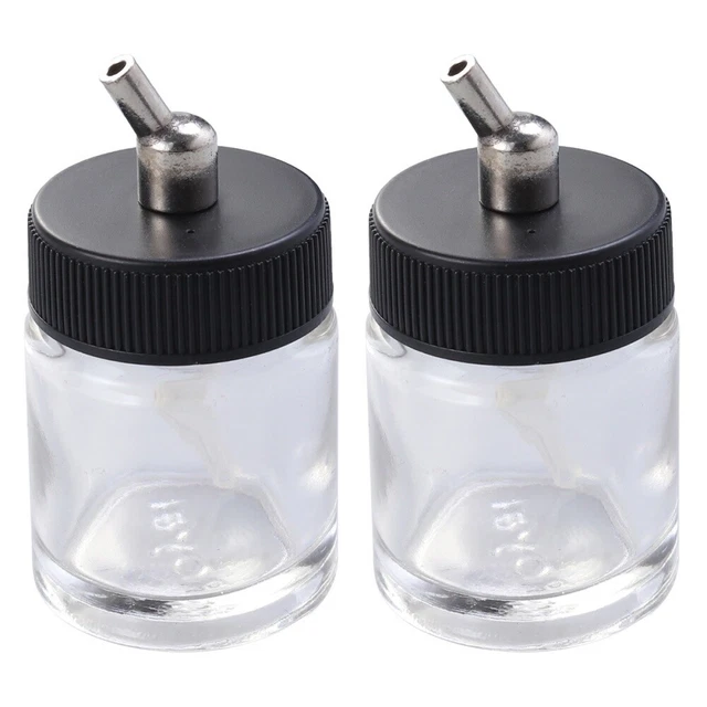 2 piezas botellas de vidrio aerógrafo de 22cc olla modelo de taza de pintura profesional bot recargable