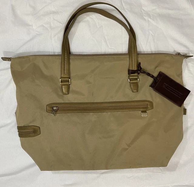 TUMI Nylon Leather Trim Tote Bag Travel Beige Large