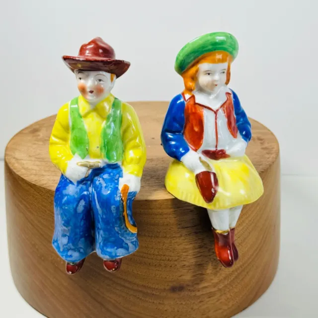 Vintage Occupied Japan Cowgirl Cowboy shelf sitter Porcelain Figurines