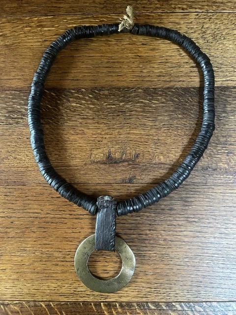 Collier Ancien D'Afrique Du Nord En Ambre Et Pierre Du Soleil - Style Ethnique, Occasion