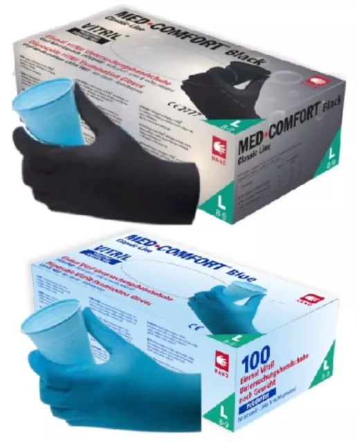 100 Vitril Handschuh (Vinyl/Nitril) S-XL Blau/Schwarz AMPri MED-COMFORT