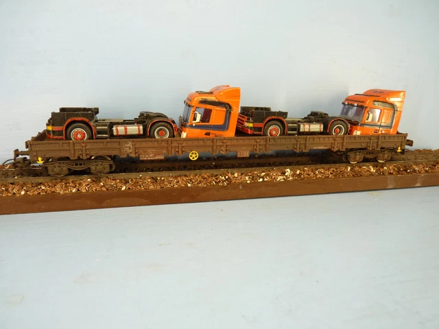 JOUEF HJ6208 WAGON PLATEFORME A 3 ESSIEUX Ladks GRIS GEFCO SNCF Ep V-VI