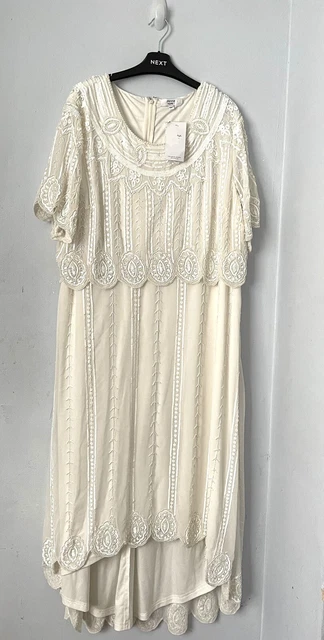 JOANNA HOPE IVORY Bridal Scallop Beaded Hi Low Dress Wedding Plus Size 24  £149.99 - PicClick UK