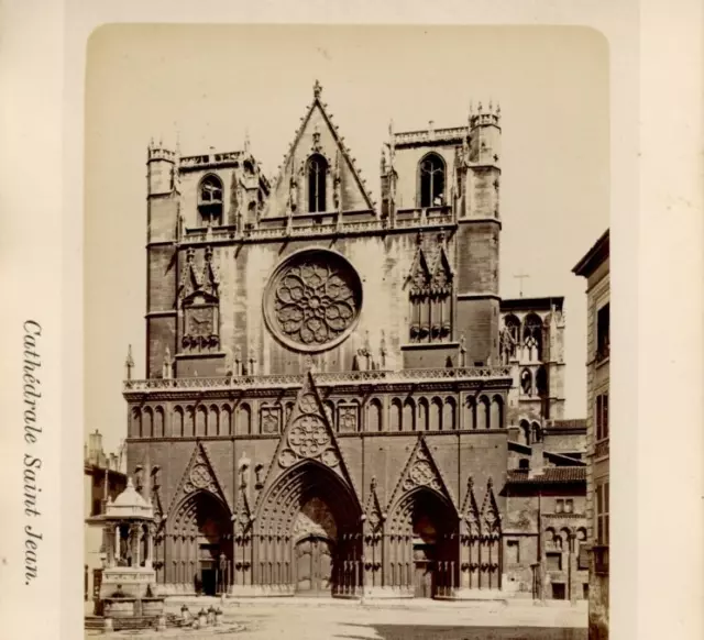 France, Lyon, Cathédrale Saint Jean Vintage Albumen Print, France Tirage album