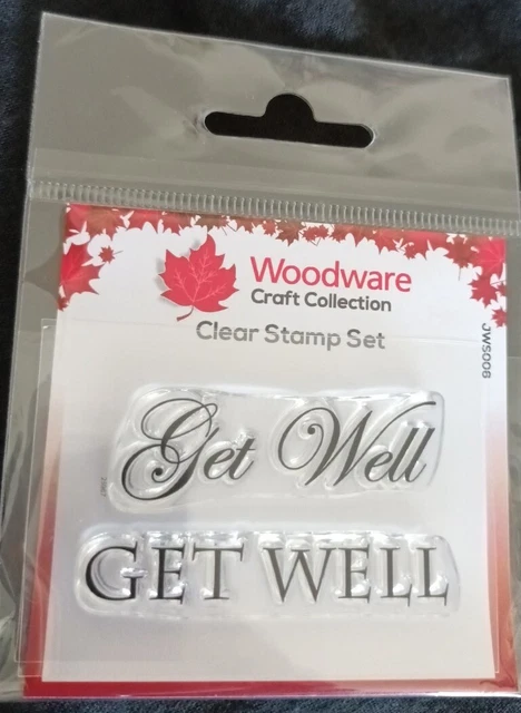 Woodware Get Well Sentiment Greeting Message 2 Piece Clear Stamp Set Card Making
