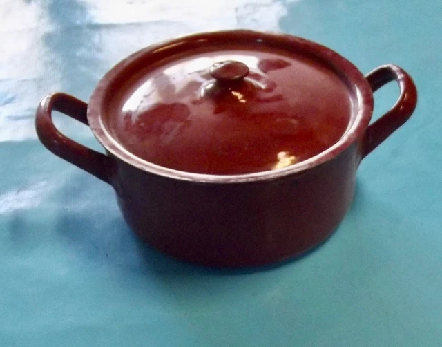Petite Cocotte Émaillée Jaune - Diamètre 14 Cm - Vintage - Faitout