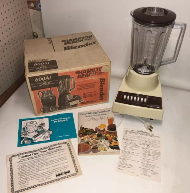 Hamilton Beach Blender 7-Speed Scovill Model 600AL Almond Orig Box+ Works Great