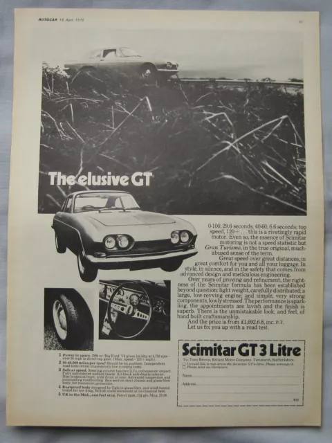 1970 Reliant Scimitar GT 3-litre Original advert No.1