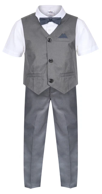 Set camice vita bambino grigio abito da sposa page ragazzo festa cerimonia ballo