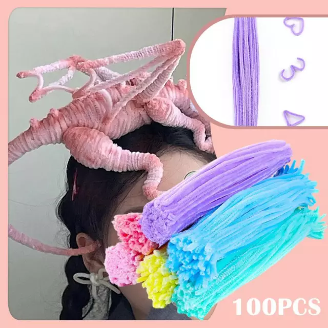 100 Assorted chenille craft stems pipe cleaners Sticks Puzzle 30cm Children D9B9