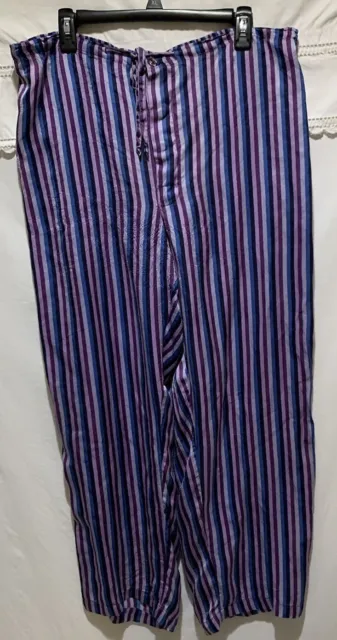 ❤️ALFANI Men’s SILK Purple Blue Lavender Stripe Pajama Bottom Pants XL