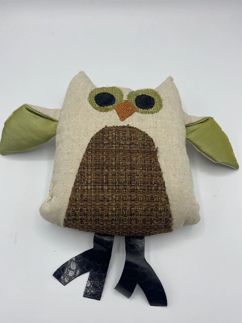Woof & Poof 2012 Stuffed OWL Decor Fabric Covered Shelf Sitter 9" MADE IN USA